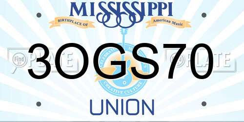 3OGS70 Mississippi License Plate
