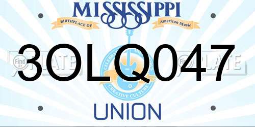 3OLQ047 Mississippi License Plate