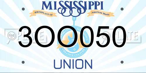 3OO050 Mississippi License Plate