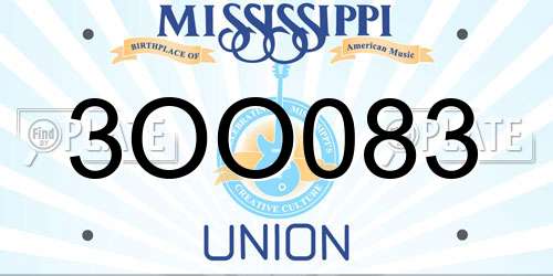 3OO083 Mississippi License Plate