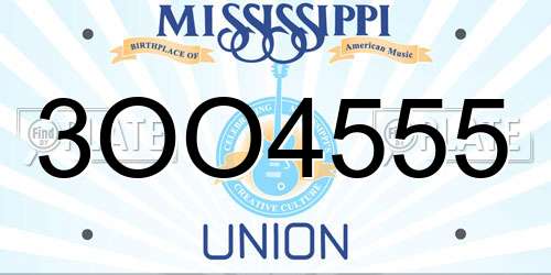 3OO4555 Mississippi License Plate