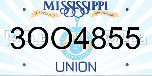 3OO4855 Mississippi License Plate