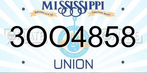 3OO4858 Mississippi License Plate