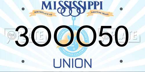 3OOO50 Mississippi License Plate