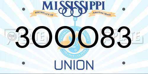 3OOO83 Mississippi License Plate