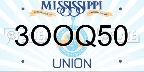 3OOQ50 Mississippi License Plate