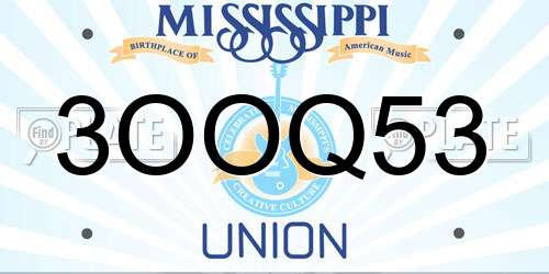 3OOQ53 Mississippi License Plate