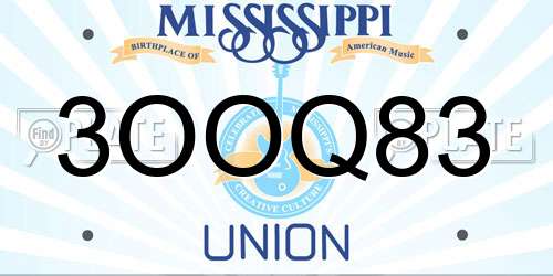 3OOQ83 Mississippi License Plate