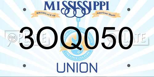 3OQ050 Mississippi License Plate