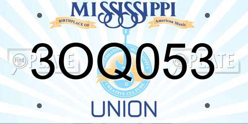3OQ053 Mississippi License Plate