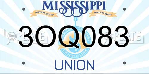 3OQ083 Mississippi License Plate