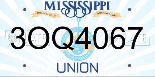 3OQ4067 Mississippi License Plate