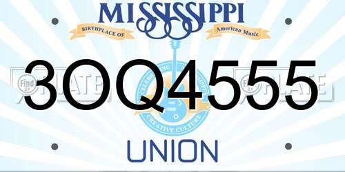 3OQ4555 Mississippi License Plate