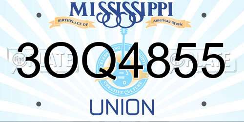 3OQ4855 Mississippi License Plate