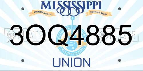 3OQ4885 Mississippi License Plate