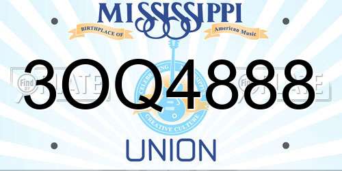 3OQ4888 Mississippi License Plate
