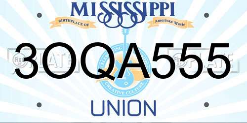 3OQA555 Mississippi License Plate