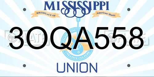 3OQA558 Mississippi License Plate