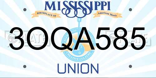 3OQA585 Mississippi License Plate