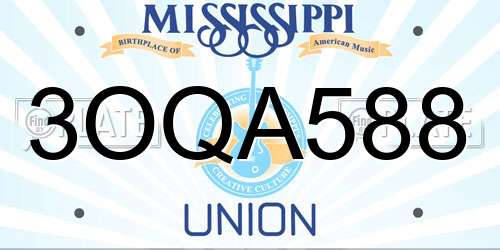3OQA588 Mississippi License Plate