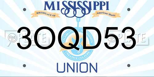 3OQD53 Mississippi License Plate