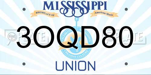 3OQD80 Mississippi License Plate