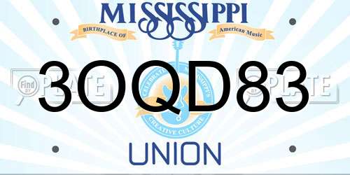 3OQD83 Mississippi License Plate
