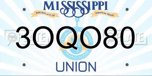 3OQO80 Mississippi License Plate