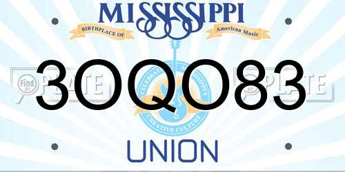 3OQO83 Mississippi License Plate