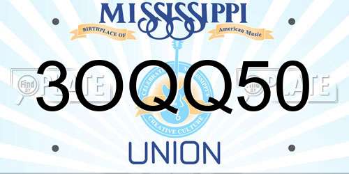 3OQQ50 Mississippi License Plate