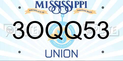 3OQQ53 Mississippi License Plate