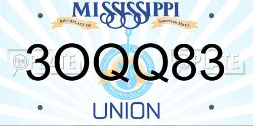 3OQQ83 Mississippi License Plate