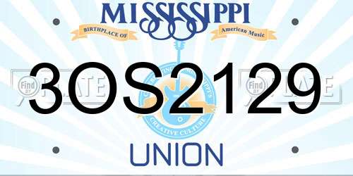 3OS2129 Mississippi License Plate