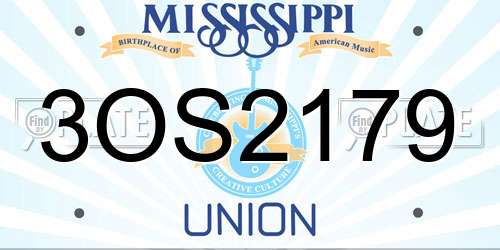 3OS2179 Mississippi License Plate