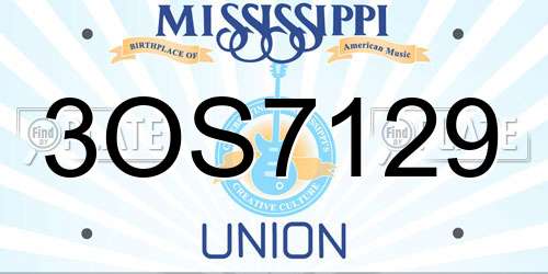 3OS7129 Mississippi License Plate