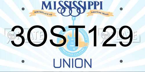 3OST129 Mississippi License Plate