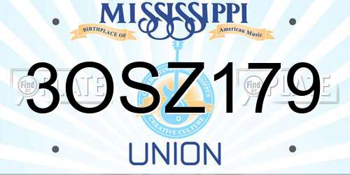3OSZ179 Mississippi License Plate