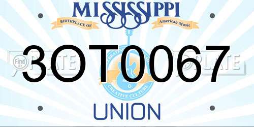 3OT0067 Mississippi License Plate