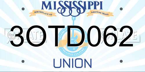 3OTD062 Mississippi License Plate