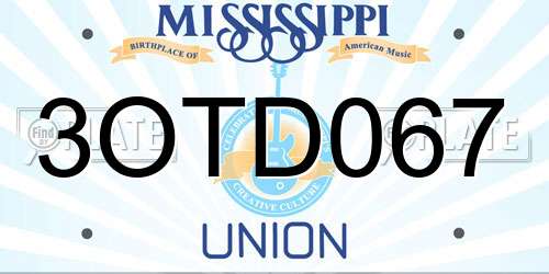 3OTD067 Mississippi License Plate