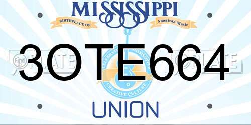 3OTE664 Mississippi License Plate
