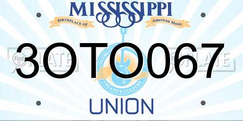 3OTO067 Mississippi License Plate