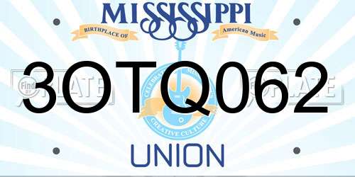 3OTQ062 Mississippi License Plate