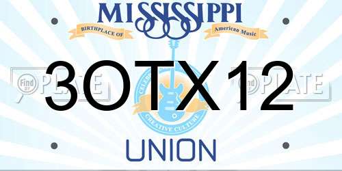 3OTX12 Mississippi License Plate