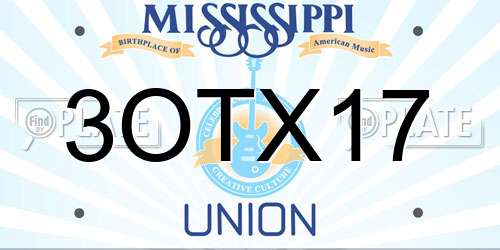 3OTX17 Mississippi License Plate