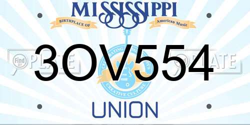 3OV554 Mississippi License Plate