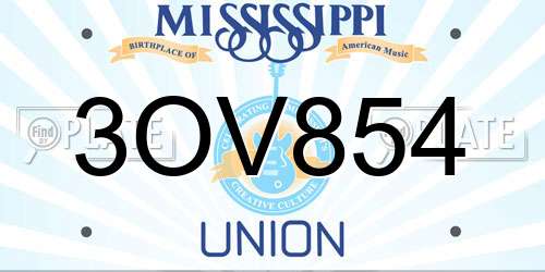 3OV854 Mississippi License Plate