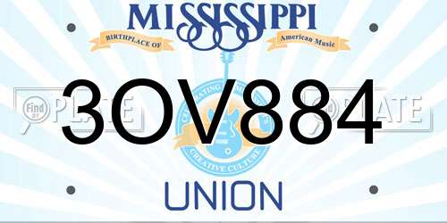 3OV884 Mississippi License Plate