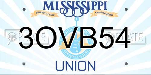 3OVB54 Mississippi License Plate