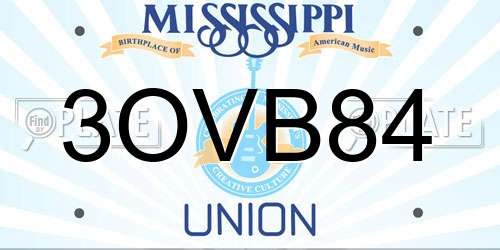 3OVB84 Mississippi License Plate